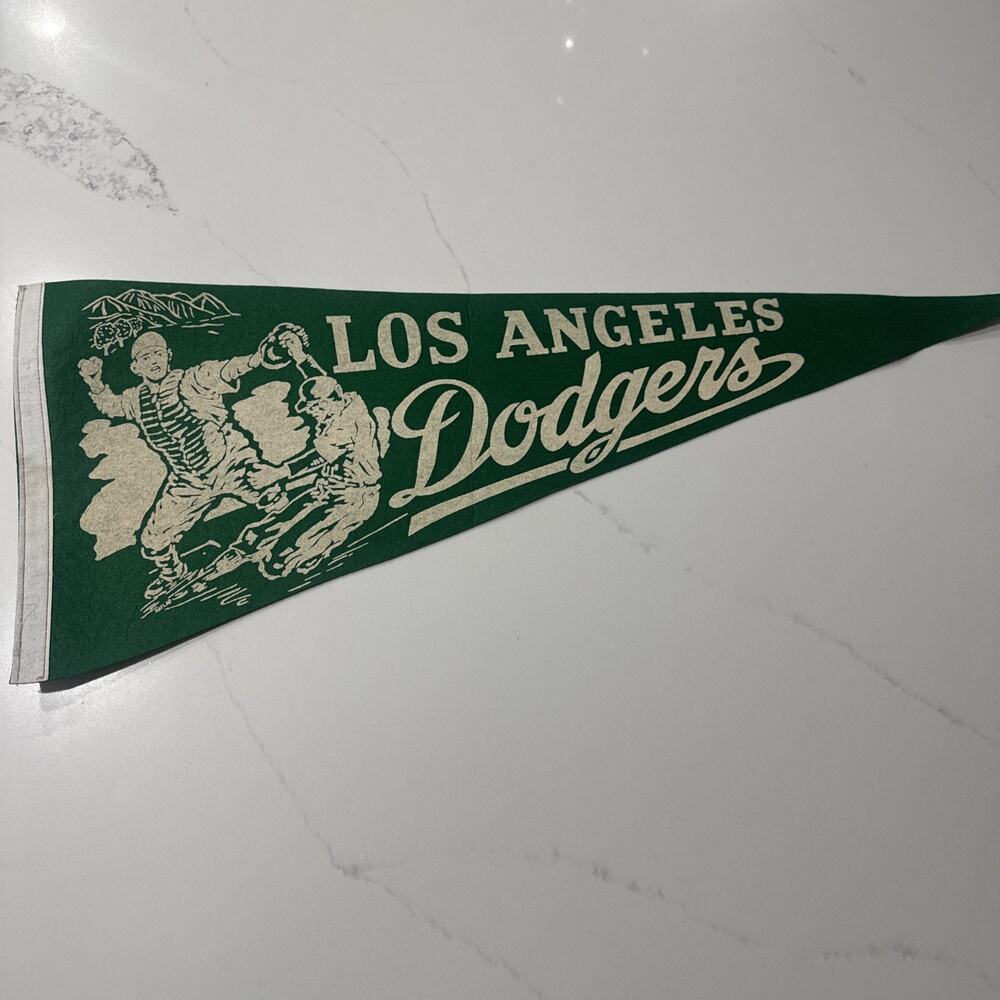 Vintage 1950s LOS ANGELES DODGERS Full Size Green MLB Pennant . SEE PICS 29”
